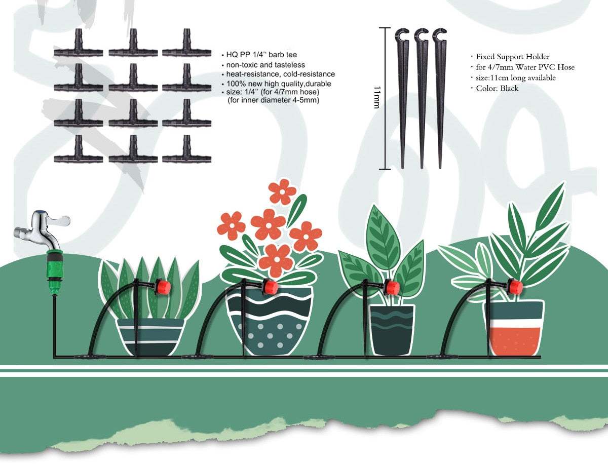 Adjustable Drippers Micro Drip Watering Kits - MUCIAKIE DIY Drip Irrigation System for Automatic Watering Garden Hose (50M-5M)