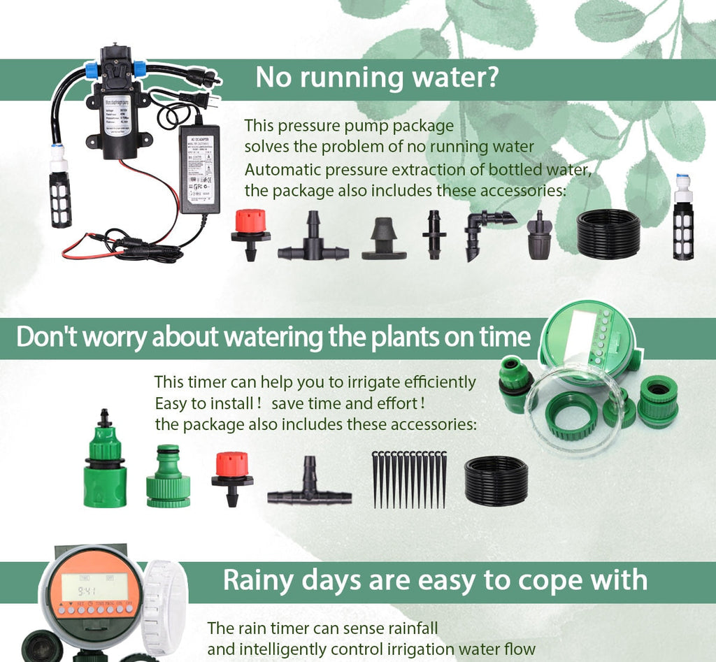 Adjustable Drippers Micro Drip Watering Kits - MUCIAKIE DIY Drip Irrigation System for Automatic Watering Garden Hose (50M-5M)