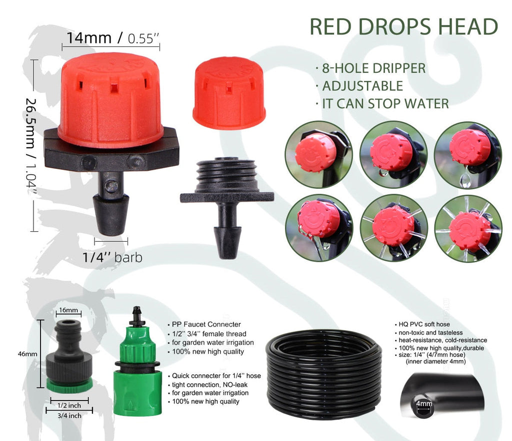 Adjustable Drippers Micro Drip Watering Kits - MUCIAKIE DIY Drip Irrigation System for Automatic Watering Garden Hose (50M-5M)