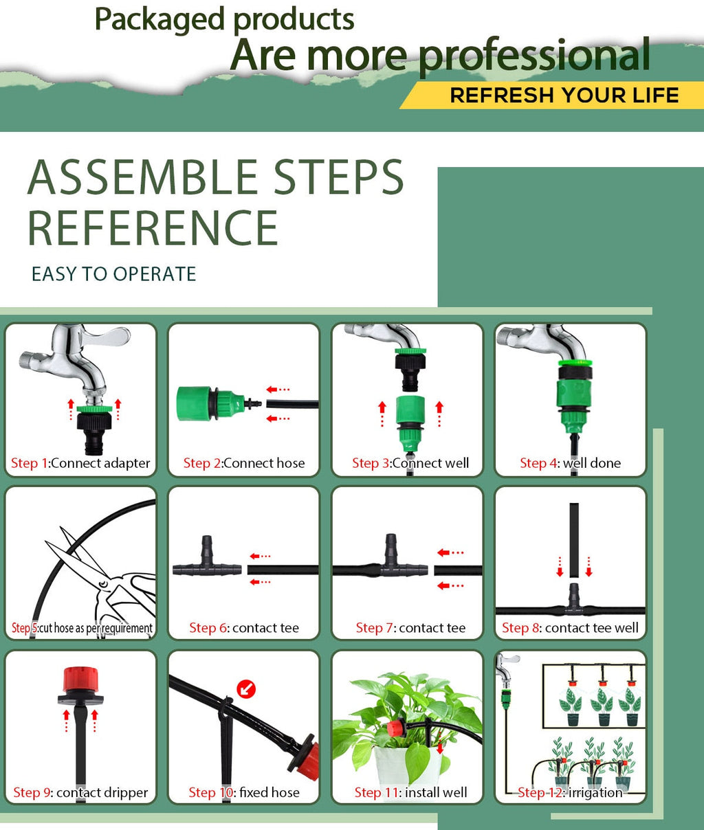 Adjustable Drippers Micro Drip Watering Kits - MUCIAKIE DIY Drip Irrigation System for Automatic Watering Garden Hose (50M-5M)