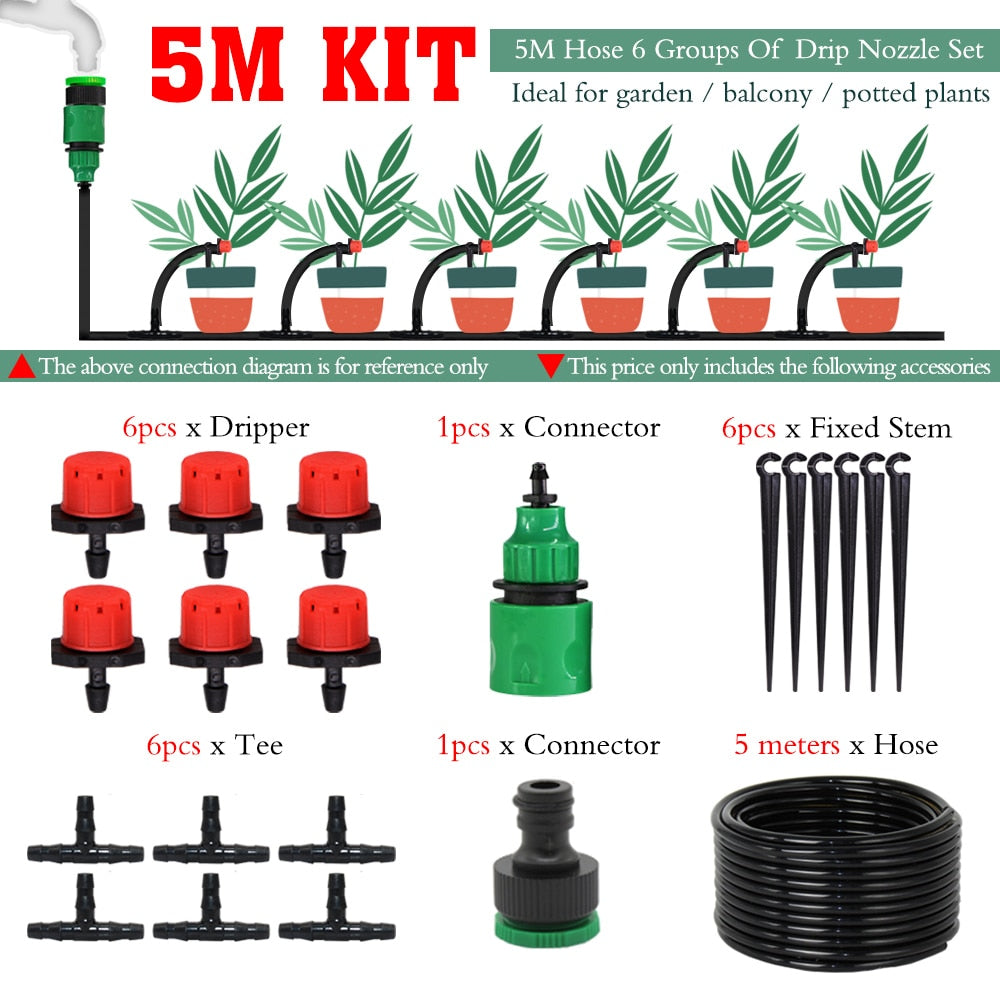 Adjustable Drippers Micro Drip Watering Kits - MUCIAKIE DIY Drip Irrigation System for Automatic Watering Garden Hose (50M-5M)
